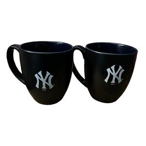 MLB New York Yankees Set of 2 Large Coffee‎ Mugs Blue Logo Ceramic